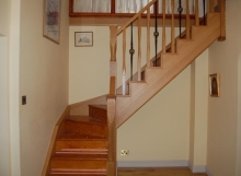 American white oak and wrought iron spindles staircase