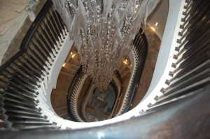Continuous curved Walnut handrail Mayfair, London