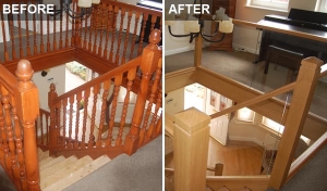 Glass staircase before and after
