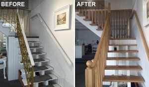 Wooden Staircase before and after