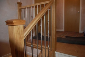 Wood and stainless steel staircase